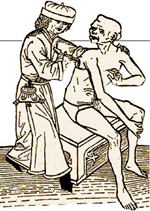 Medico che cura un appestato